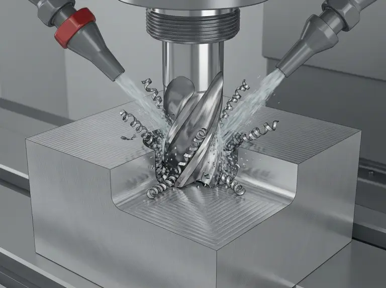 Spanabfuhr beim Taschenfräsen in Aluminium mit gerichteter Kühlschmierung